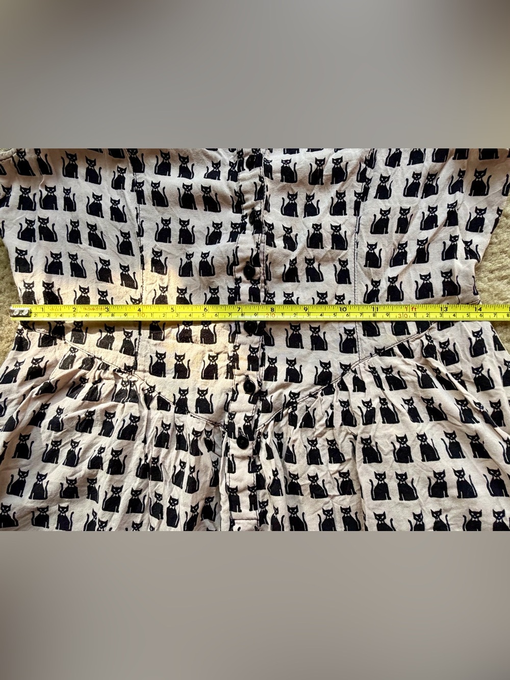 H&M Tan Mini Dress with Black Cat Print - Picture 4 of 7